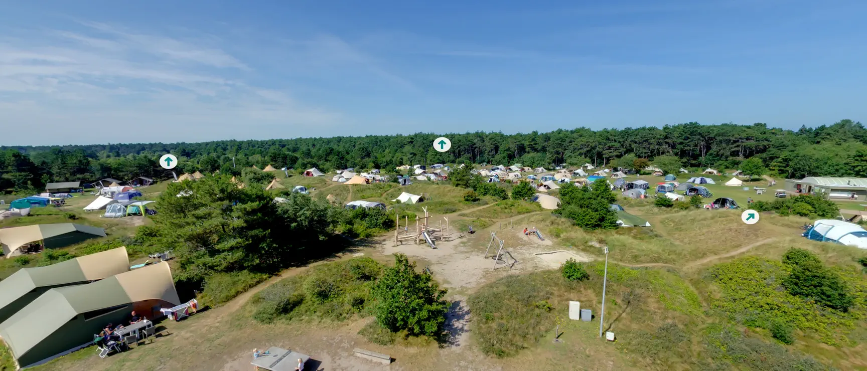 virtuele tour van de kampeervelden op een camping