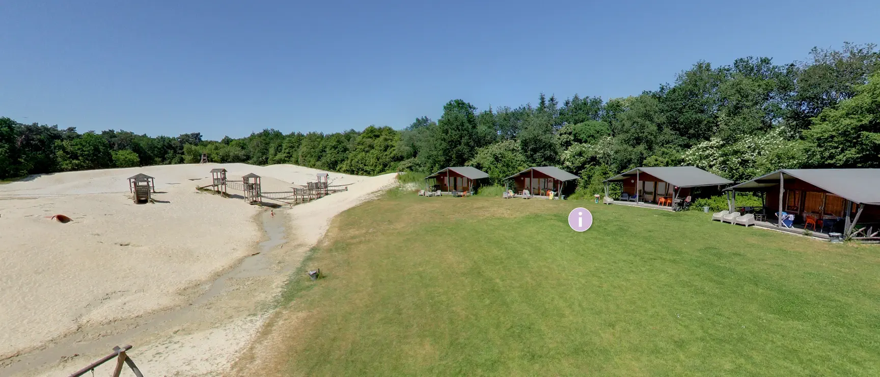 360°-overzicht van de ligging van de verhuur tenten