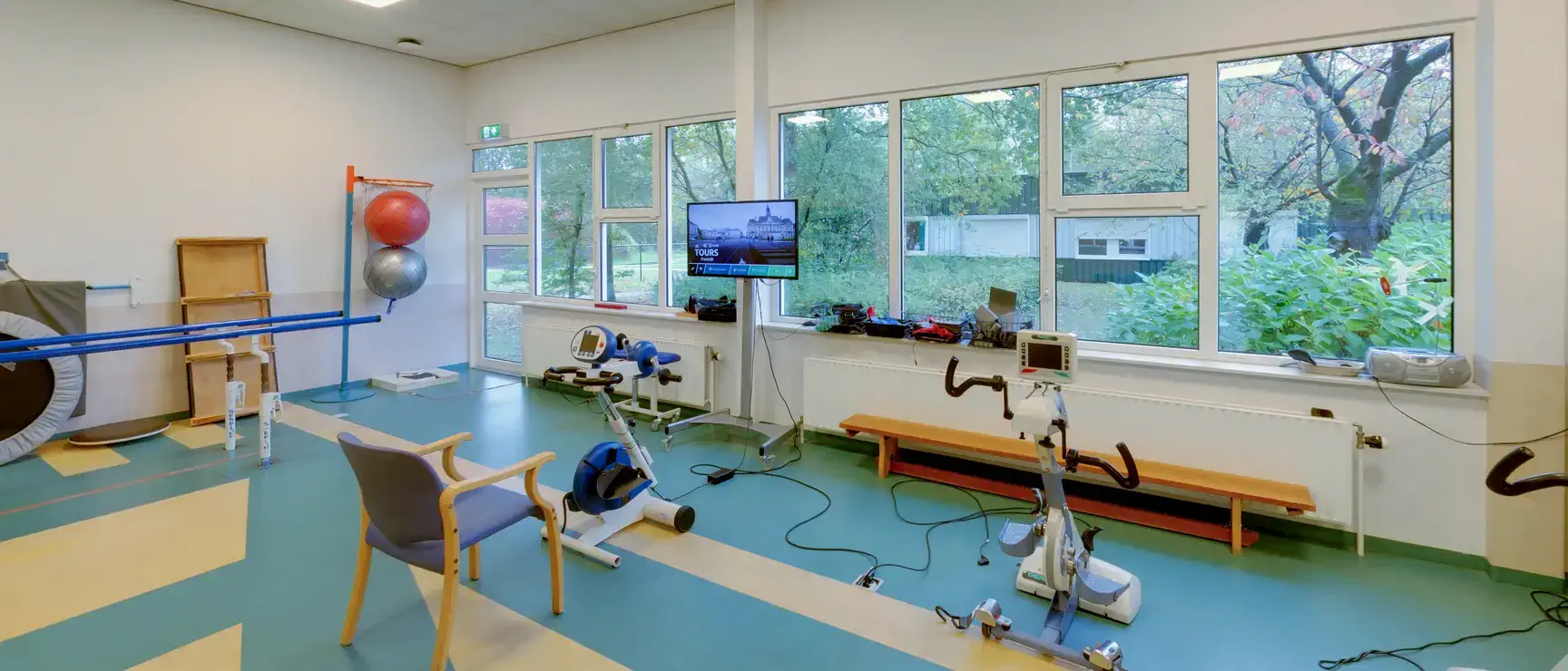 360°-foto van de fysiotherapie in de virtuele tour bij expertisecentrum Weidesteyn
